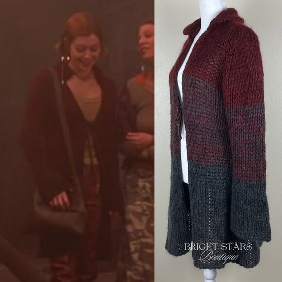 Rare Vintage Knit Ombre Duster Cardi ASO Willow Rosenberg BtVS Ashley Olsen Red - Picture 5 of 12